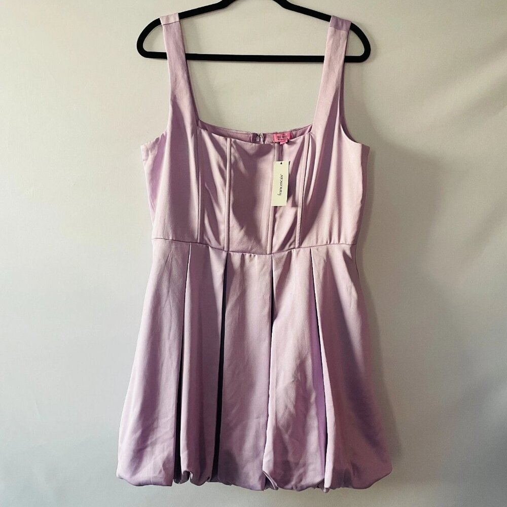 NWT Miami For Francesca's Lavender Emily Square Neck Bubble Hem Mini Dress Sz XL